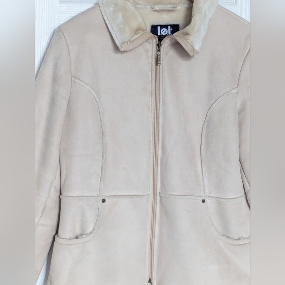 LEI Women's (Size Large)Cream/Tan Faux-Suede Teddy Jacket With Shearling Lining - Picture 7 of 16